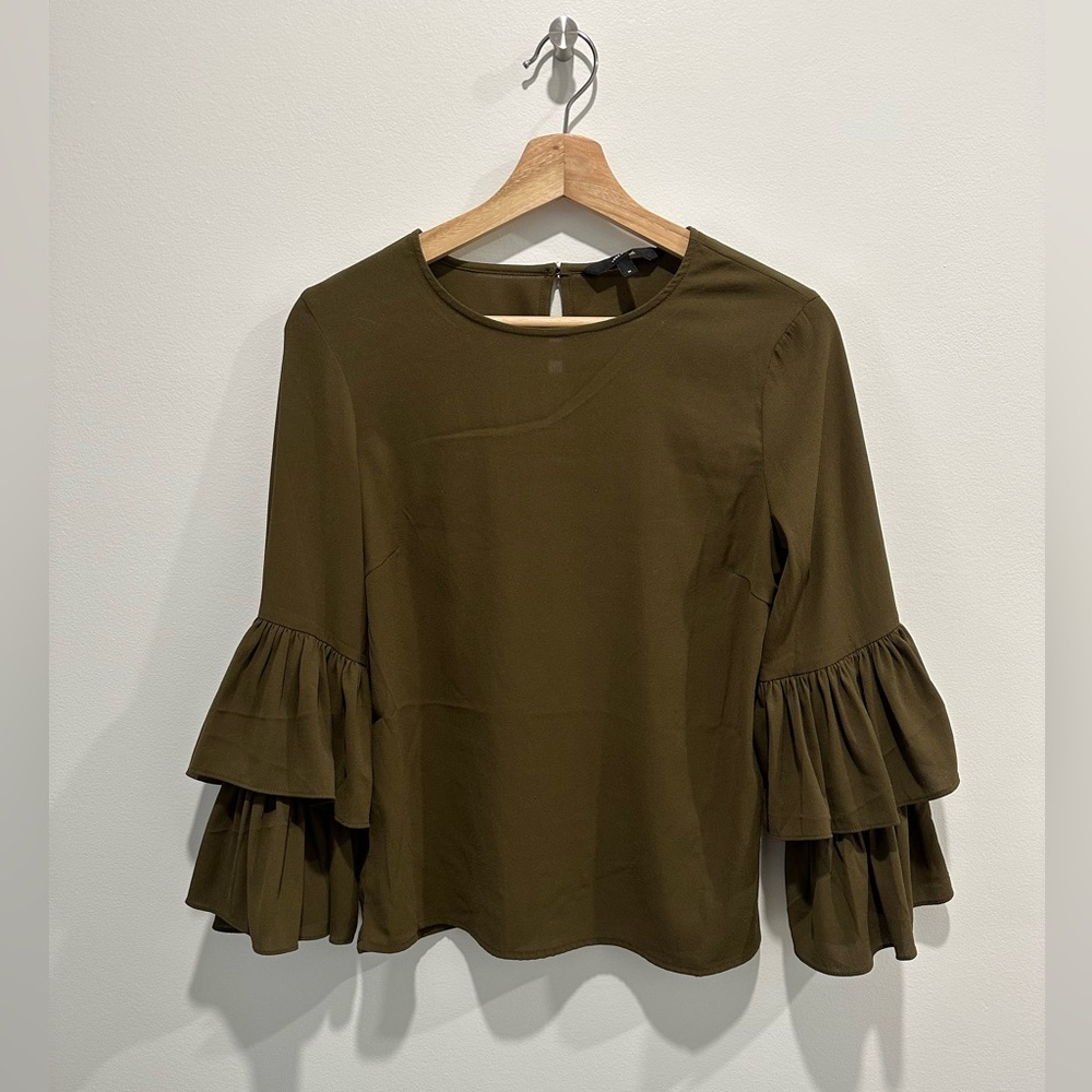 Boxy Long Sleeve Top with Ruffles